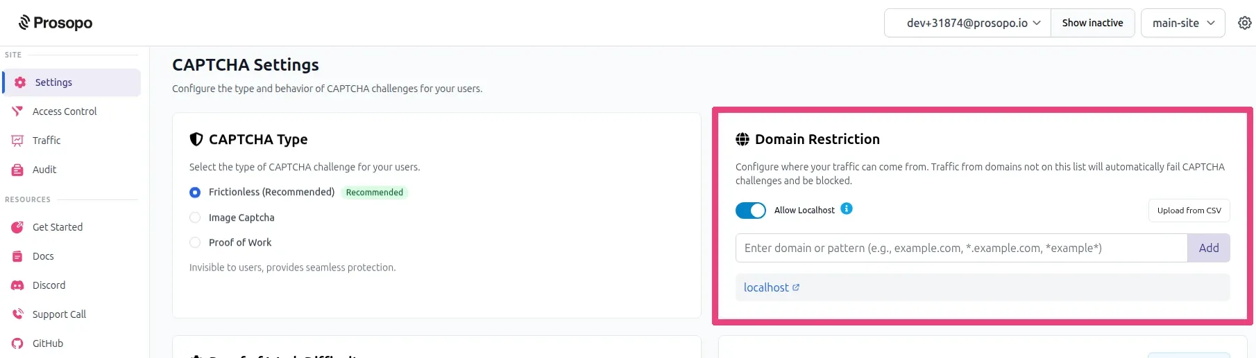 edit a domain